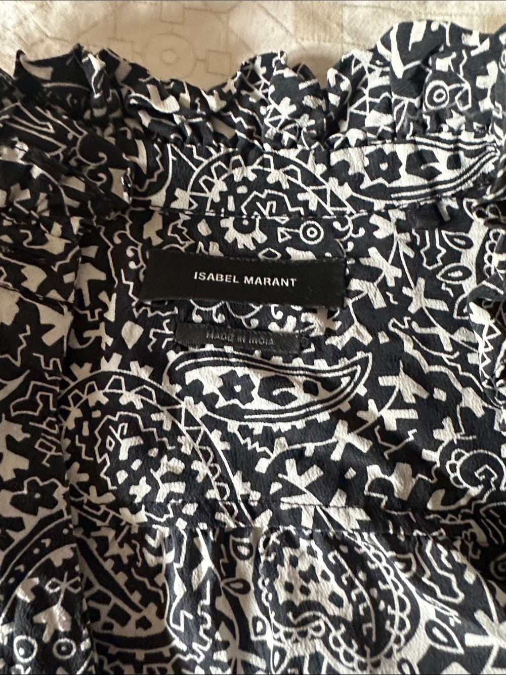Isabel Marant Black and White Paisley Button-Up Blouse - Picture 2 of 5